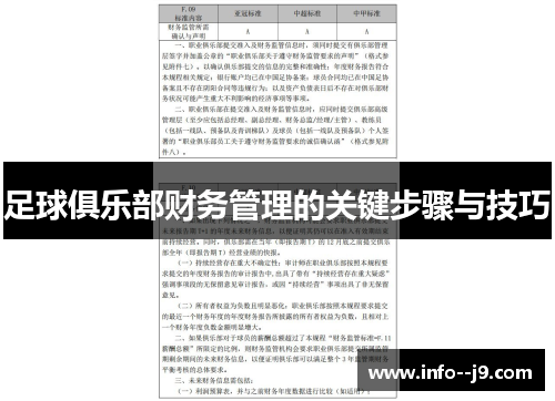 足球俱乐部财务管理的关键步骤与技巧